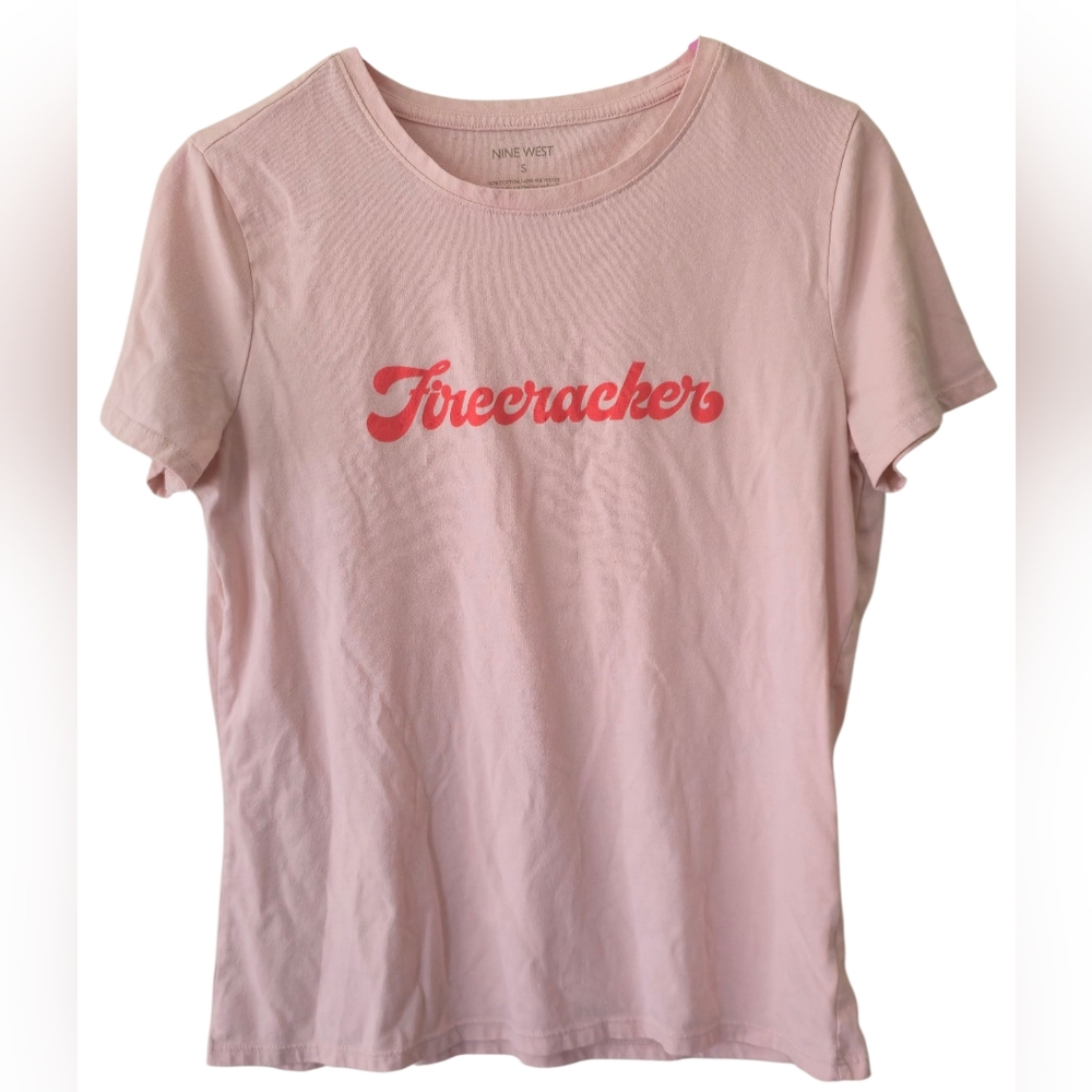 Nine West Light Pink Firecracker Graphic Tee